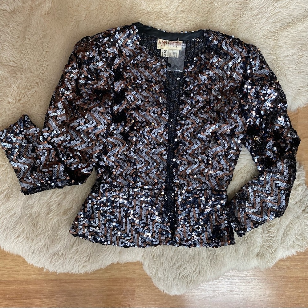 Vintage Ann Green sequin peplum jacket - Picture 3 of 8
